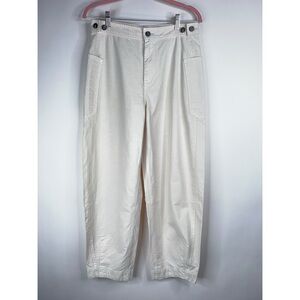 Everlane Fatigue Barrel Pants Cream Birch High Rise Cotton Linen Pockets Size 6